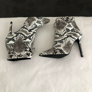 Snake print booties